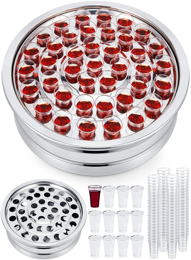 Zhehao 1 Pcs Communion Trays for Churches Set Church Supplies Plates for Church with Disposable Cups (Silver) - Image 1